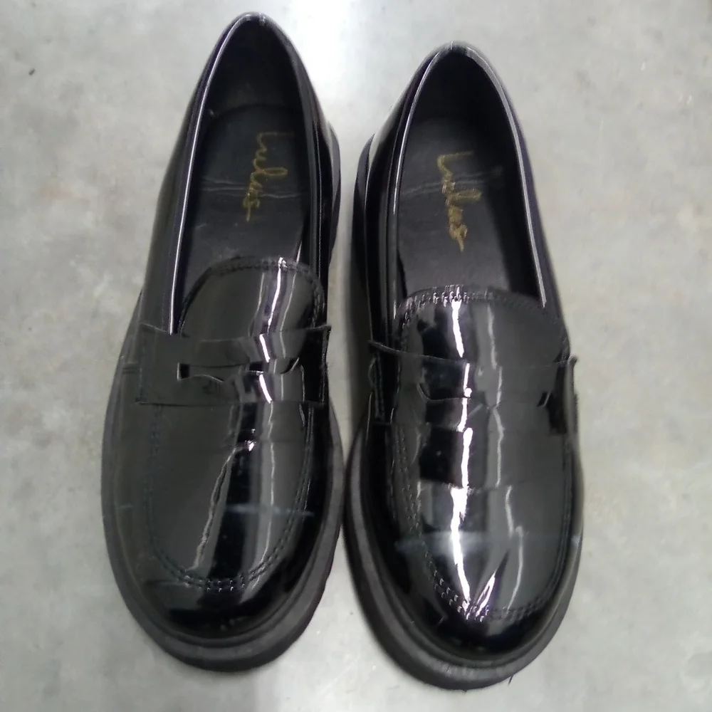 Lulu's Black Glossy Flats for Formal Occasions